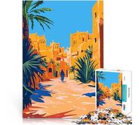Puzzles de 1000 Piezas para Adolescentes Arte Minimalista de una Ciudad del Desierto de Marruecos Juguetes de Juego desafiantes Obra de Arte 52x38cm