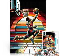 Puzzles de 1000 Piezas para Adolescentes Arte Pop de Baloncesto al Atardecer Aprendizaje Educativo Regalo de Obra de Arte 75x50cm