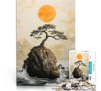 Puzzles de 1000 Piezas para Adolescentes Arte Tradicional japonés del bonsái Solitario en un acantilado Juguetes de Bricolaje Mejorar la Memoria 50x70cm