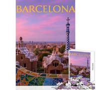 Puzzles de 1000 Piezas para Adolescentes Barcelona Park Güell al Atardecer Juguetes antiestrés Regalos para Mujeres y Hombres Juego Educativo desafío Educativo tamaño 38x26cm