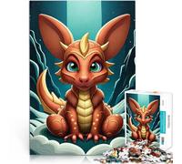 Puzzles de 1000 Piezas para Adolescentes Bebé dragón de Dibujos Animados en 3D Juego Familiar para y Lista de Deseos con Papá Noel 38x26cm