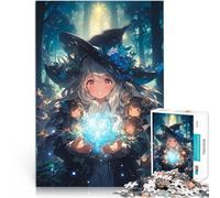 Puzzles de 1000 Piezas para Adolescentes Bruja de Anime en el Bosque Juguetes educativos con Piezas de Formas aleatorias Que se entrelazan Completamente 52x38cm