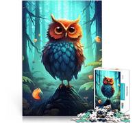 Puzzles de 1000 Piezas para Adolescentes Búho en la Naturaleza del Bosque Difícil y desafío con póster a Juego y Hoja de Trivia 52x38cm