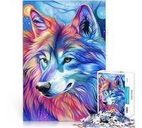 Puzzles de 1000 Piezas para Adolescentes Busto de Lobo arcoíris II Juegos Divertidos para la Familia Regalo de Obra de Arte 52x38cm