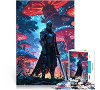 Puzzles de 1000 Piezas para Adolescentes Caballero en el Bosque de Hongos Encantado Difícil Difícil Regalo de cumpleaños 52x38cm