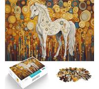 Puzzles de 1000 Piezas para Adolescentes Caballo Blanco Estilo Gustav Juego de Preguntas con Piezas de Formas aleatorias Que se entrelazan Completamente 75x50cm