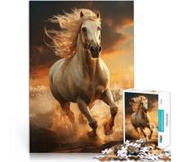 Puzzles de 1000 Piezas para Adolescentes Caballo Blanco galopando Juegos Divertidos para la Familia Lista de Deseos con Papá Noel 52x38cm