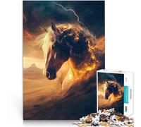 Puzzles de 1000 Piezas para Adolescentes Caballo en una tormenta del Desierto Juego desafiante Interacción Entre Padres e Hijos 52x38cm