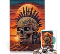 Puzzles de 1000 Piezas para Adolescentes Calavera Tribal al Atardecer Juego de Preguntas Decoración de Pared cumpleaños y Navidad 75x50cm