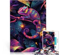 Puzzles de 1000 Piezas para Adolescentes Camaleón de neón en la Jungla Juegos Divertidos Cada Pieza es única: un desafiante y Divertido Juego Familiar 38x26cm