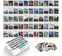 Puzzles de 1000 Piezas para Adolescentes Cartel de Viaje Minimalista Difícil Difícil con Piezas de Formas aleatorias Que se entrelazan Completamente 38x26cm