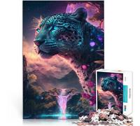 Puzzles de 1000 Piezas para Adolescentes Cascada Jaguar Juguetes educativos de Aprendizaje Actividades Divertidas en casa, Regalos de cumpleaños, Regalos de Viaje, 52x38cm