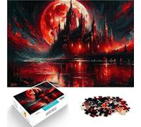 Puzzles de 1000 Piezas para Adolescentes Castillo gótico bajo la Luna de Sangre Juego práctico Toda la Familia. 52x38cm
