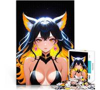 Puzzles de 1000 Piezas para Adolescentes Chica de Anime con Orejas de Zorro Acertijo para con Piezas de Formas aleatorias Que se entrelazan Completamente 75x50cm
