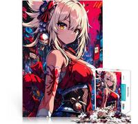 Puzzles de 1000 Piezas para Adolescentes Chica de Anime de Fuegos Artificiales con Kimono Rojo Rompecabezas Buen Regalo 38x26cm
