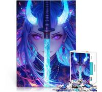 Puzzles de 1000 Piezas para Adolescentes Chica Demonio de Anime con Espada Aprendizaje Educativo Regalo de Obra de Arte 38x26cm