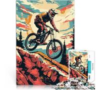Puzzles de 1000 Piezas para Adolescentes Ciclismo de montaña en senderos Alivio del estrés con póster a Juego y Hoja de Trivia 75x50cm