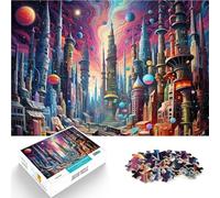 Puzzles de 1000 Piezas para Adolescentes Ciudad psicodélica: metrópolis Surrealista Difícil Difícil Regalo de Obra de Arte 52x38cm