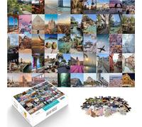Puzzles de 1000 Piezas para Adolescentes Collage de Carteles de Viajes Juegos Divertidos Cada Pieza es única: un desafiante y Divertido Juego Familiar 38x26cm