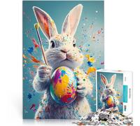 Puzzles de 1000 Piezas para Adolescentes Conejito de Pascua pintando un Huevo Difícil Difícil Interacción Entre Padres e Hijos 52x38cm