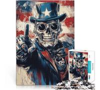 Puzzles de 1000 Piezas para Adolescentes Cráneo del tío Sam Juego desafiante y Juego Familiar Regalos de cumpleaños, Regalos, Arte Mural 50x70cm