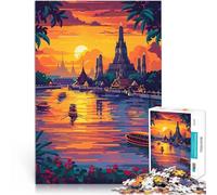 Puzzles de 1000 Piezas para Adolescentes Crepúsculo en Bangkok Entrena tu Cerebro y Tus Manos Interacción Entre Padres e Hijos 52x38cm