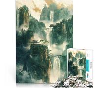 Puzzles de 1000 Piezas para Adolescentes Decoración de Cascada Dorada Juego de Preguntas con Piezas de Formas aleatorias Que se entrelazan Completamente 52x38cm