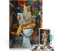 Puzzles de 1000 Piezas para Adolescentes el Gato va al baño Juego desafiante y Juego Familiar Trato como Regalo para Toda la Familia 38x26cm