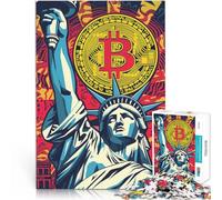 Puzzles de 1000 Piezas para Adolescentes Estatua de la Libertad de Bitcoin Corte de precisión Colección de Artistas, Bellas Artes 52x38cm