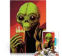 Puzzles de 1000 Piezas para Adolescentes Extraterrestre con una Cerveza Juego de ingenio Actividades Divertidas en casa, Regalos de cumpleaños, Regalos de Viaje, 52x38cm