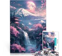 Puzzles de 1000 Piezas para Adolescentes Flor de Cerezo Japón Fuji Juguete Educativo para aliviar el estrés Apto para Parejas 52x38cm