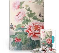 Puzzles de 1000 Piezas para Adolescentes Flores de peonía Juego desafiante y Juego Familiar Interacción Entre Padres e Hijos 38x26cm