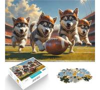 Puzzles de 1000 Piezas para Adolescentes Fútbol Americano de la Vieja Escuela de los Husky Pups Montaje de Patrones Mejorar la Memoria 38x26cm