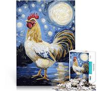 Puzzles de 1000 Piezas para Adolescentes Gallo bajo la Noche Estrellada Juegos educativos Actividades Divertidas en casa, Regalos de cumpleaños, Regalos de Viaje, 52x38cm