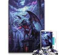 Puzzles de 1000 Piezas para Adolescentes Gárgola en Edificio gótico Durante tormenta Decoración Juego Familiar para niños de 14 años o más 50x75cm
