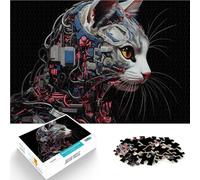 Puzzles de 1000 Piezas para Adolescentes Gato cíborg Ayuda al Cerebro a ejercitar Juguetes adictivos para Cultivar la Paciencia. Ideas de Regalos 75x50cm