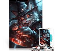 Puzzles de 1000 Piezas para Adolescentes Gato Mago del Fuego Entrena tu Cerebro y Tus Manos Toda la Familia. 75x50cm