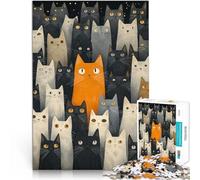 Puzzles de 1000 Piezas para Adolescentes Gato Naranja Entre la Multitud Actividad Familiar Juego Educativo para cumpleaños y Navidad. 75x50cm