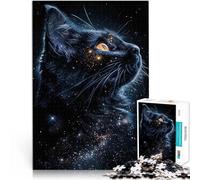 Puzzles de 1000 Piezas para Adolescentes Gato Negro cósmico Entrena tu Cerebro y Tus Manos Interacción Entre Padres e Hijos 75x50cm