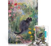 Puzzles de 1000 Piezas para Adolescentes Gato Negro en un jardín Entrena tu Cerebro y Tus Manos con póster a Juego y Hoja de Trivia 52x38cm