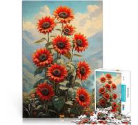 Puzzles de 1000 Piezas para Adolescentes Girasoles en el Paisaje de montaña Juguetes educativos Interacción Entre Padres e Hijos 38x26cm