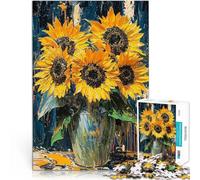 Puzzles de 1000 Piezas para Adolescentes Girasoles expresionistas: una reinterpretación audaz del Arte contemporáneo Juguetes de Juego Apto para Parejas 38x26cm
