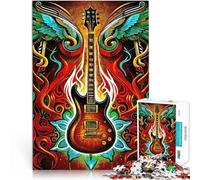 Puzzles de 1000 Piezas para Adolescentes Guitarra en Llamas Juegos educativos Decoración del hogar Mejorar el Amor Entre Parejas 75x50cm