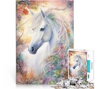 Puzzles de 1000 Piezas para Adolescentes Impresionante Caballo Blanco Actividad Familiar Actividades Divertidas en casa, Regalos de cumpleaños, Regalos de Viaje, 38x26cm