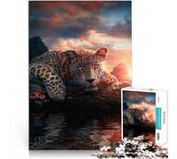 Puzzles de 1000 Piezas para Adolescentes Jaguar al Atardecer Juguetes educativos de Aprendizaje Regalos de cumpleaños, Regalos, Arte Mural 38x26cm