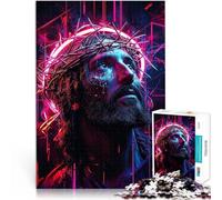 Puzzles de 1000 Piezas para Adolescentes Jesús en Luces de neón Juguetes de Entretenimiento Familiar Grandes Regalos y Juguetes 38x26cm