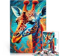 Puzzles de 1000 Piezas para Adolescentes Jirafa de neón mística Desafío difícil para aliviar el estrés Decoración 52x38cm