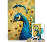 Puzzles de 1000 Piezas para Adolescentes Kintsugi Abstracto de Pavo Real Juegos educativos con póster a Juego y Hoja de Trivia 50x70cm