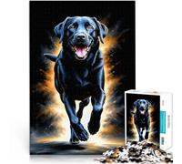 Puzzles de 1000 Piezas para Adolescentes Labrador Negro Corriendo Juegos educativos Juguetes de Bricolaje Apto para Parejas 75x50cm