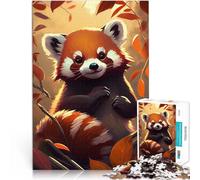 Puzzles de 1000 Piezas para Adolescentes Lindo Arte Animal de Panda Rojo Juego de ingenio Actividades Divertidas en casa, Regalos de cumpleaños, Regalos de Viaje, 50x70cm